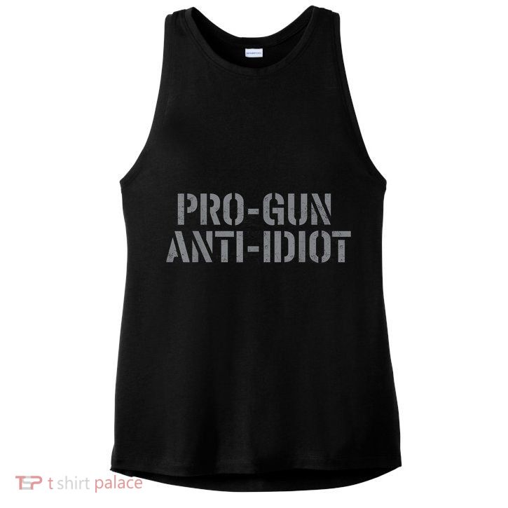 Mens Pro Gun Anti Idiot Ladies PosiCharge Tri-Blend Wicking Tank
