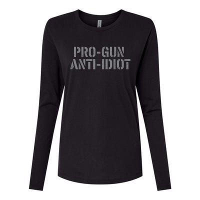 Mens Pro Gun Anti Idiot Womens Cotton Relaxed Long Sleeve T-Shirt