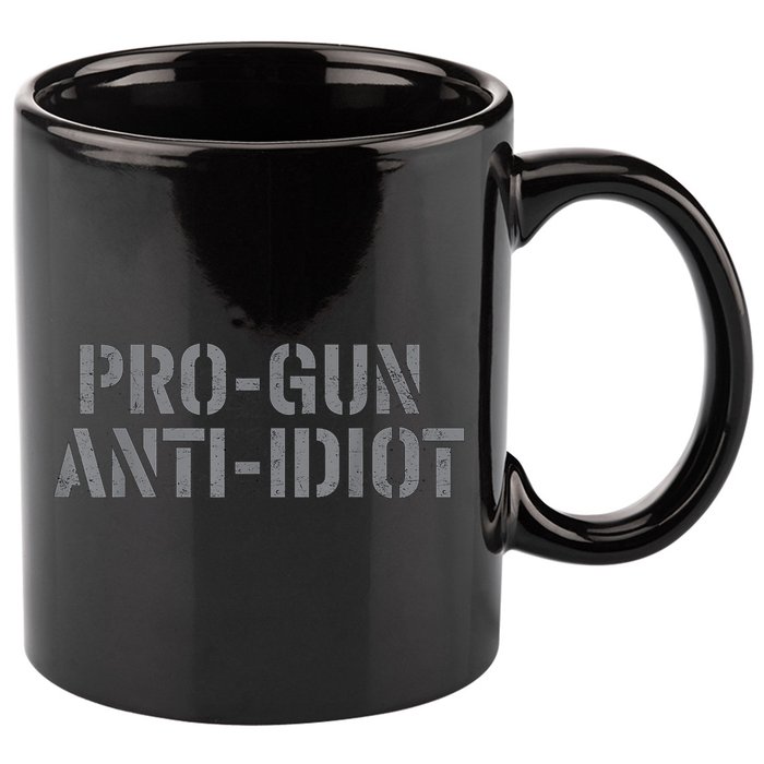 Mens Pro Gun Anti Idiot 11oz C Handle Ceramic Mug