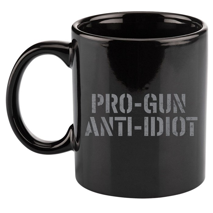 Mens Pro Gun Anti Idiot 11oz C Handle Ceramic Mug
