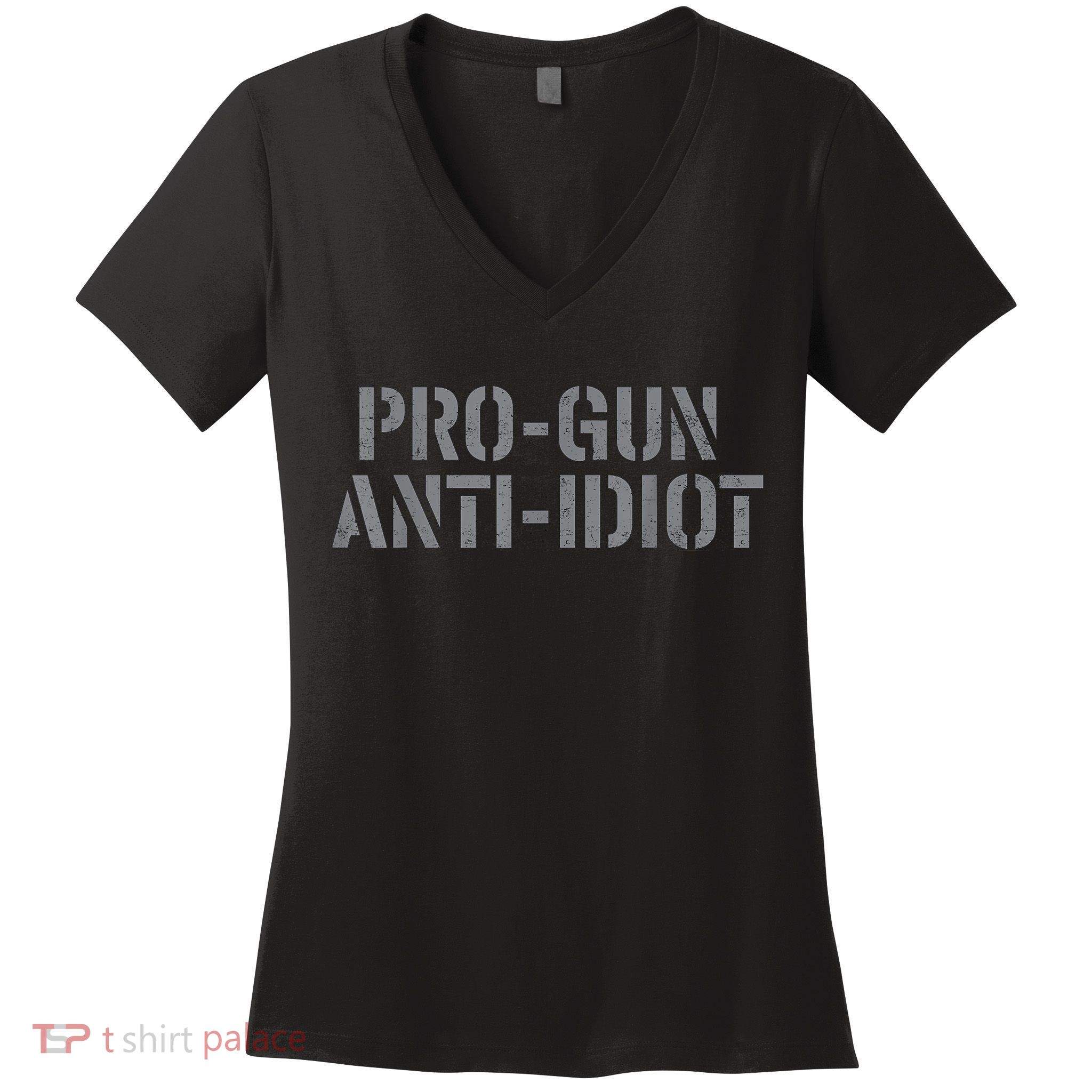 Mens Pro Gun Anti Idiot Women's V-Neck T-Shirt