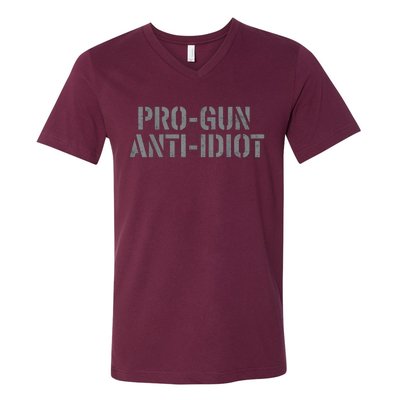 Mens Pro Gun Anti Idiot V-Neck T-Shirt