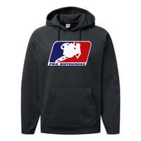 Motocross Pro Gift For Wo Blue & Red Dirt Bike Performance Fleece Hoodie