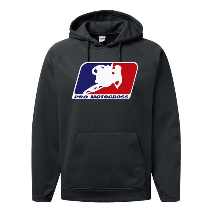 Motocross Pro Gift For Wo Blue & Red Dirt Bike Performance Fleece Hoodie