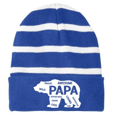 Men Papa Grandpa Bear Top Grandfather Father Day Gift Ideas Gift Striped Beanie with Solid Band