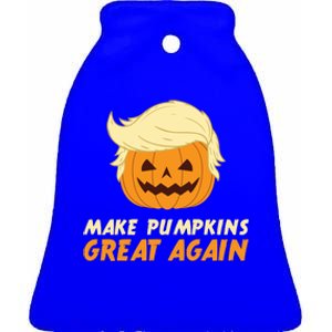 Make Pumpkins Great Again Play Anti Trump Slogan Halloween Gift Ceramic Bell Ornament