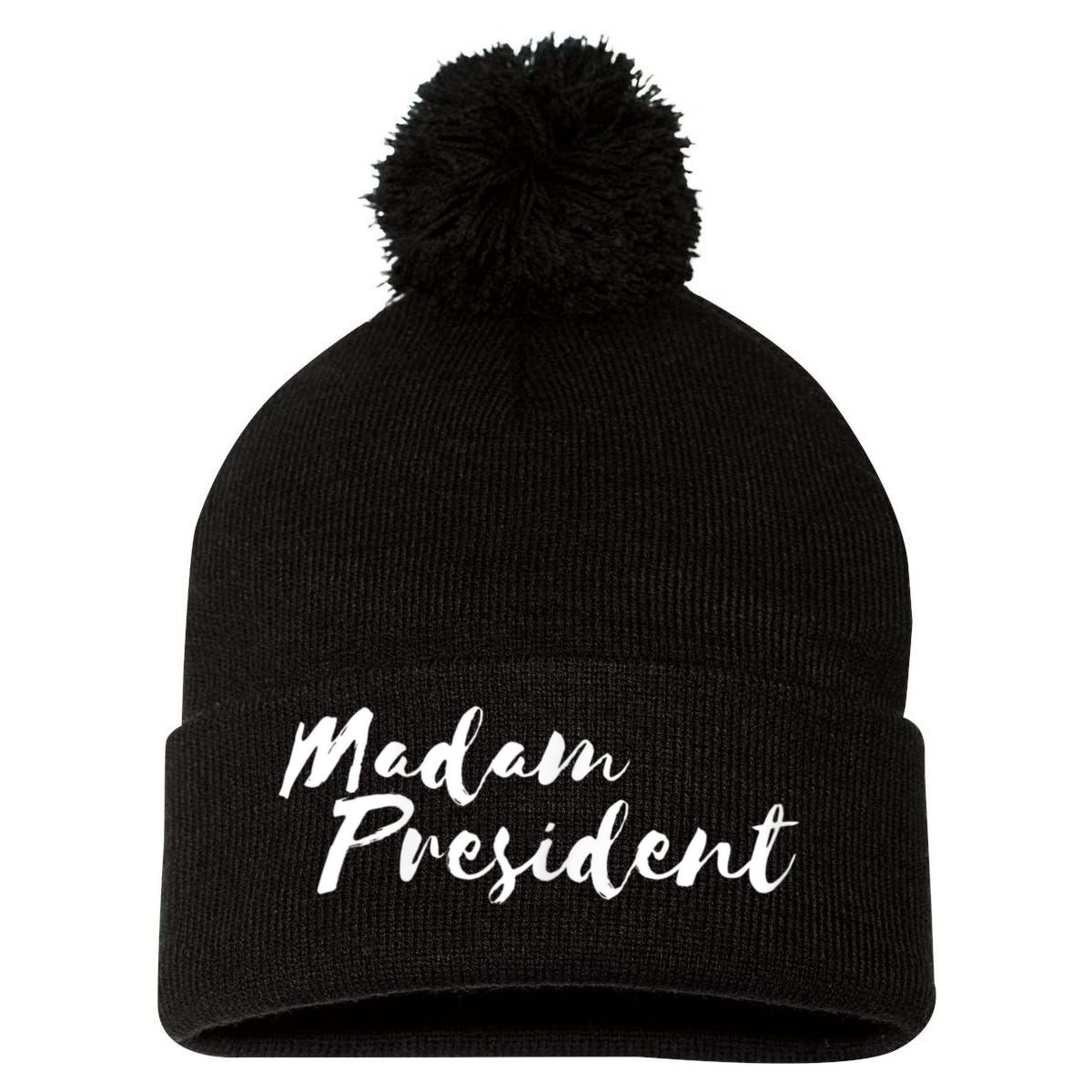 Madam President Go Vote! Pom Pom 12in Knit Beanie
