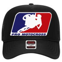 Motocross Pro Gift For Women Blue & Red Dirt Bike High Crown Mesh Back Trucker Hat