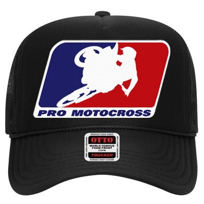 Motocross Pro Gift For Women Blue & Red Dirt Bike High Crown Mesh Back Trucker Hat