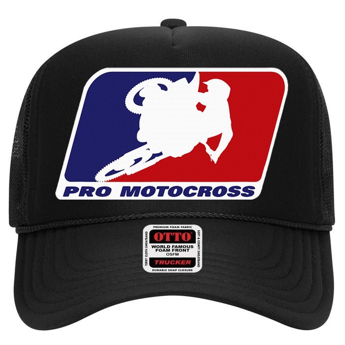 Motocross Pro Gift For Women Blue & Red Dirt Bike High Crown Mesh Back Trucker Hat