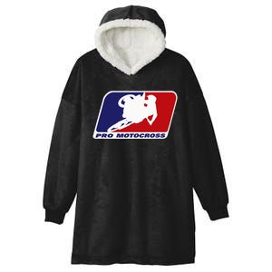 Motocross Pro Gift For Women Blue & Red Dirt Bike Hooded Wearable Blanket