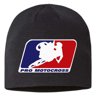 Motocross Pro Gift For Women Blue & Red Dirt Bike Sustainable Beanie