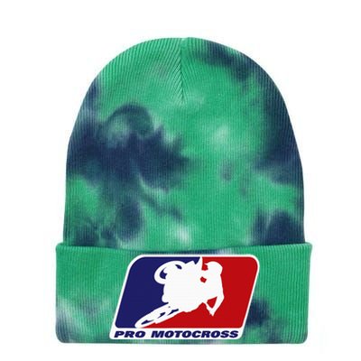 Motocross Pro Gift For Women Blue & Red Dirt Bike Tie Dye 12in Knit Beanie