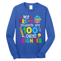 My Precool Giftk Students Are 100 Days Brighter 100th Day Of School Funny Gift Long Sleeve Shirt