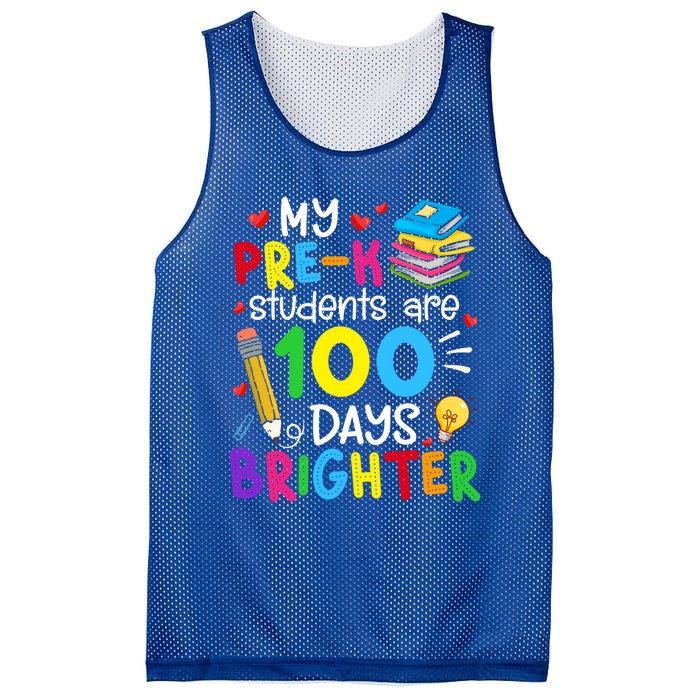 My Precool Giftk Students Are 100 Days Brighter 100th Day Of School Funny Gift Mesh Reversible Basketball Jersey Tank