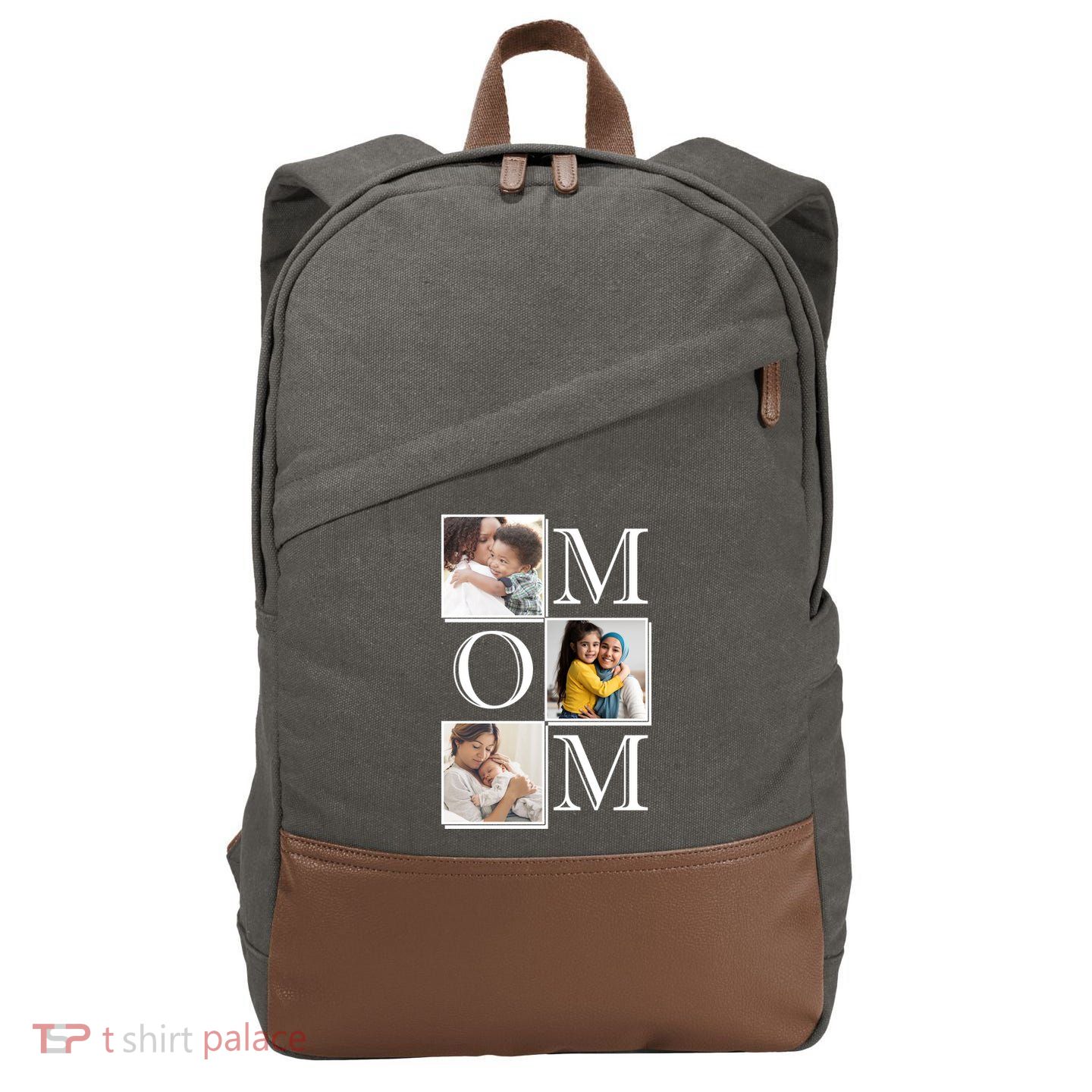 Mom Personalized Gift For Mothers Day Custom Photo Cotton Canvas Backpack