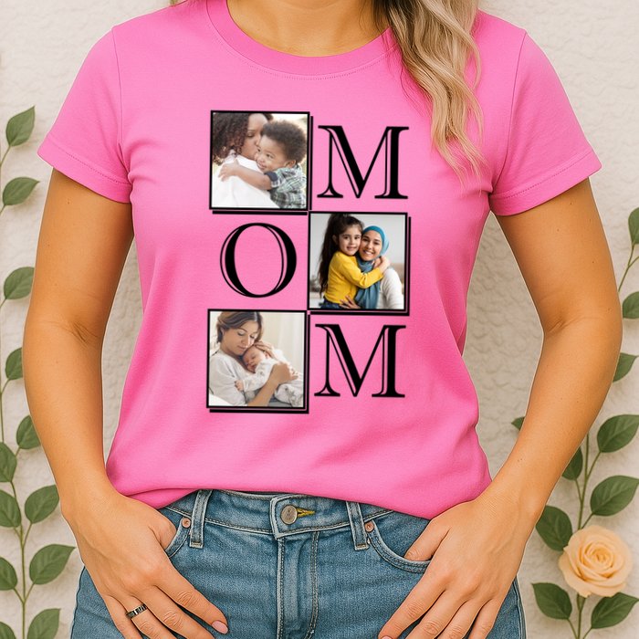Mom Personalized Gift For Mothers Day Custom Photo Womens T-Shirt