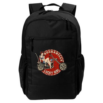 Motorcycle Pinup Girl Old School Rockabilly Lucky Girl Backpack