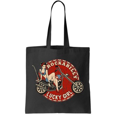 Motorcycle Pinup Girl Old School Rockabilly Lucky Girl Bag