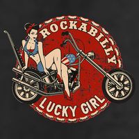 Motorcycle Pinup Girl Old School Rockabilly Lucky Girl Hat