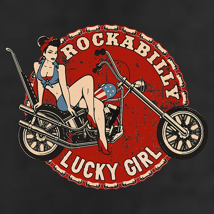 Motorcycle Pinup Girl Old School Rockabilly Lucky Girl Hat