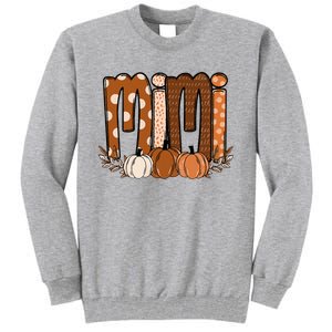 Mimi Pumpkin Halloween Thanksgiving Grandma Fall Leaves Tall Sweatshirt