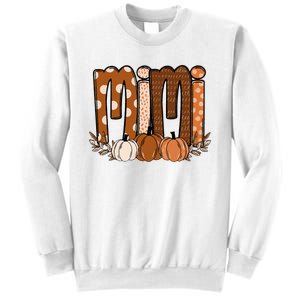 Mimi Pumpkin Halloween Thanksgiving Grandma Fall Leaves Sweatshirt