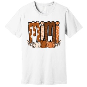 Mimi Pumpkin Halloween Thanksgiving Grandma Fall Leaves Premium T-Shirt