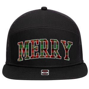 Merry Plaid Holiday Christmas 7 Panel Mesh Trucker Snapback Hat