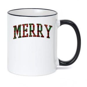 Merry Plaid Holiday Christmas 11oz Black Color Changing Mug