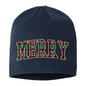 Merry Plaid Holiday Christmas Sustainable Beanie