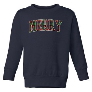 Merry Plaid Holiday Christmas Toddler Sweatshirt