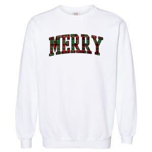 Merry Plaid Holiday Christmas Garment-Dyed Sweatshirt