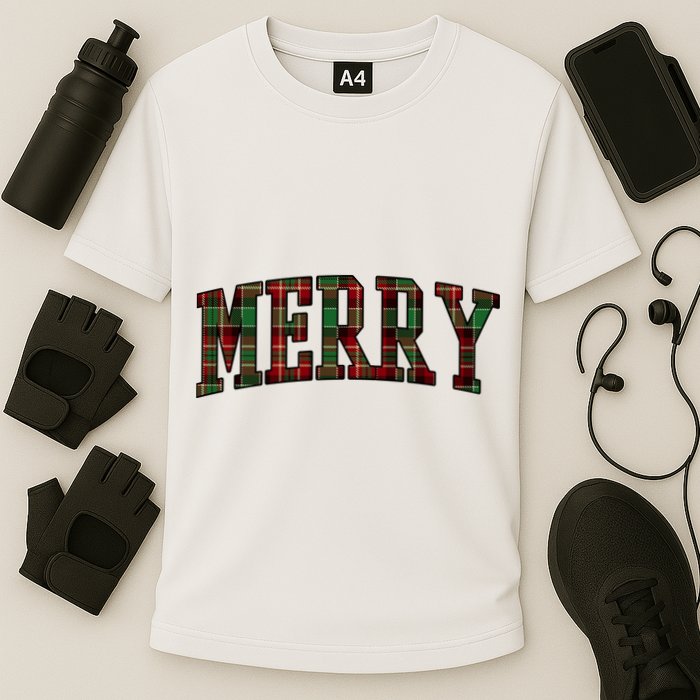 Merry Plaid Holiday Christmas Performance Shirt