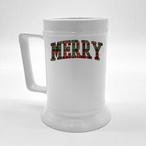 Merry Plaid Holiday Christmas Beer Stein