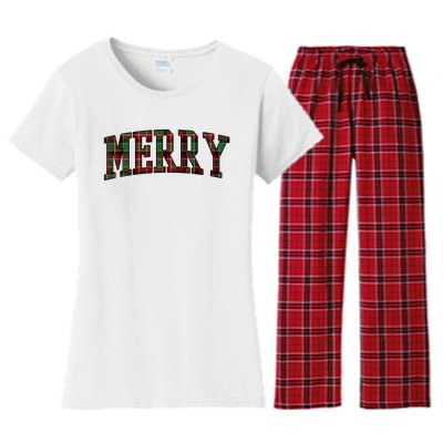 Merry Plaid Holiday Christmas Women's Flannel Pajama Set