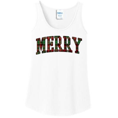 Merry Plaid Holiday Christmas Ladies Essential Tank