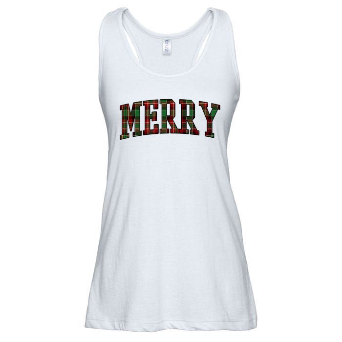 Merry Plaid Holiday Christmas Ladies Essential Flowy Tank