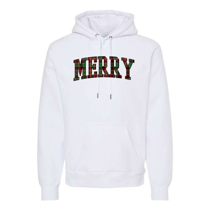 Merry Plaid Holiday Christmas Premium Hoodie