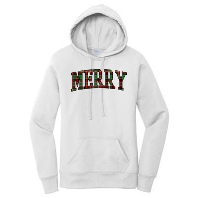 Merry Plaid Holiday Christmas Women's Pullover Hoodie