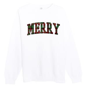 Merry Plaid Holiday Christmas Premium Crewneck Sweatshirt