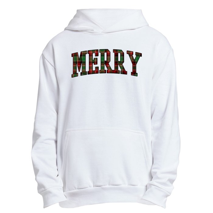 Merry Plaid Holiday Christmas Urban Pullover Hoodie