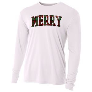 Merry Plaid Holiday Christmas Cooling Performance Long Sleeve Crew