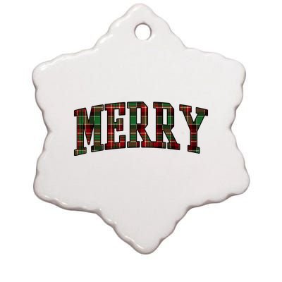 Merry Plaid Holiday Christmas Ceramic Star Ornament