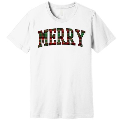 Merry Plaid Holiday Christmas Premium T-Shirt