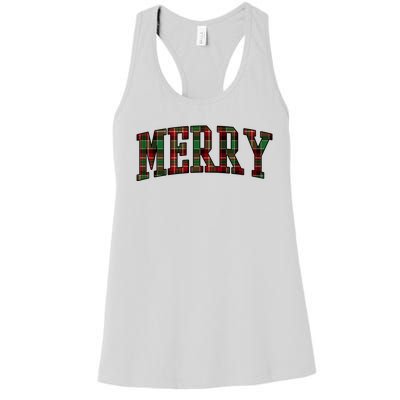 Merry Plaid Holiday Christmas Women's Racerback Tank