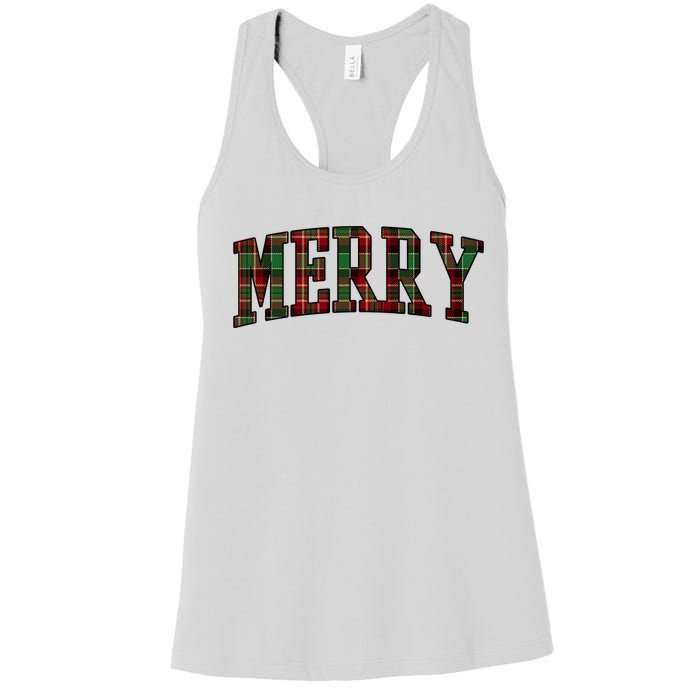 Merry Plaid Holiday Christmas Women's Racerback Tank