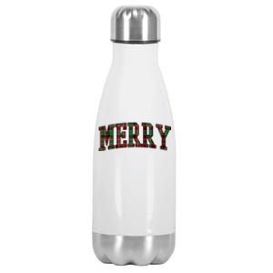 Merry Plaid Holiday Christmas Stainless Steel Insulated Water Bottle