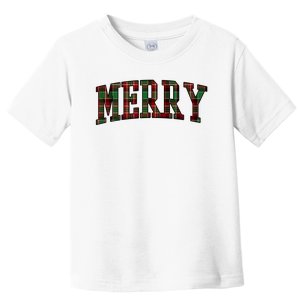 Merry Plaid Holiday Christmas Toddler T-Shirt