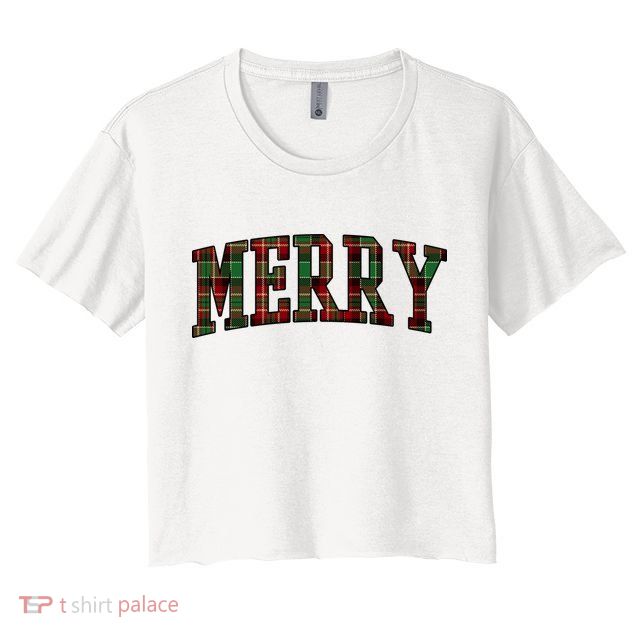 Merry Plaid Holiday Christmas Crop Top